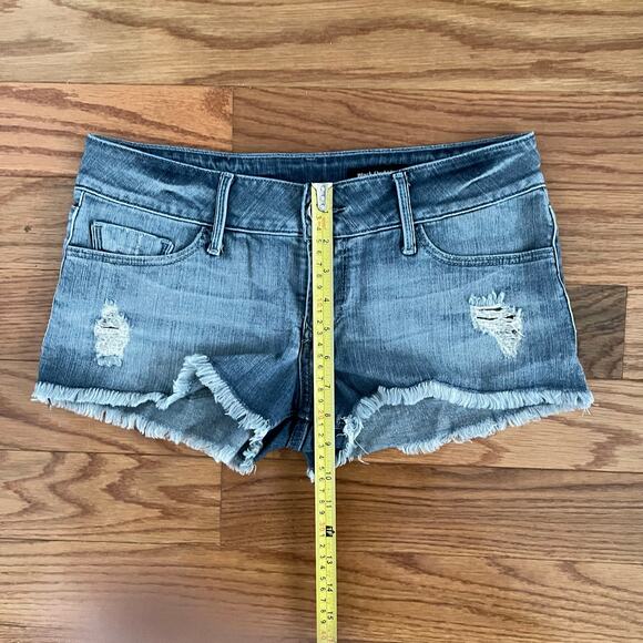 Black Orchid Cut-Off Micro Jean Shorts Women 27 Blue Dream Cycle Distressed Boho - Picture 10 of 11